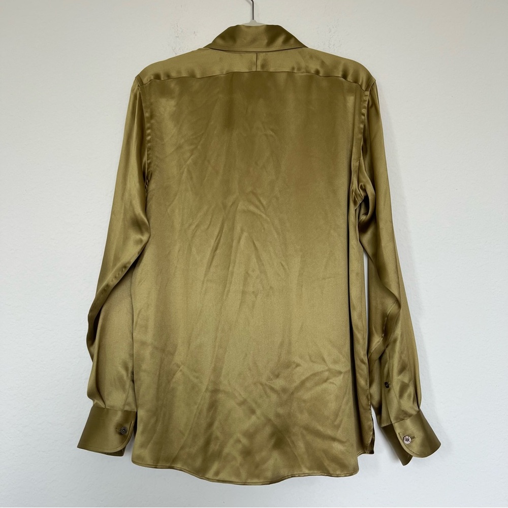 Tom Ford Fluid Fit Pleated Silk Charmeuse Button-Up Shirt in Fg710 Pale Sage NWT - Picture 9 of 13